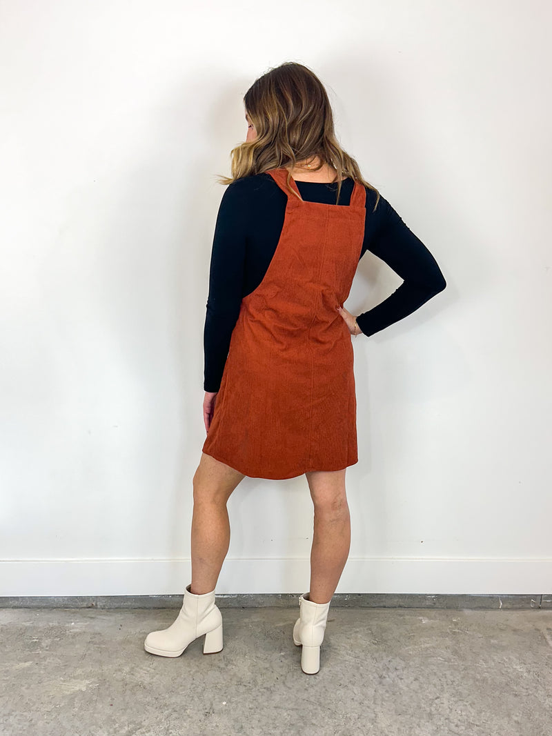 Rust Overall Mini Dress