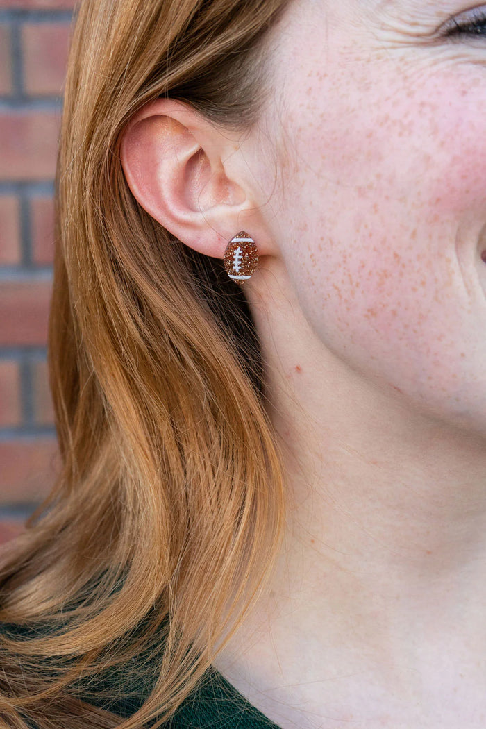 Glitter Football Studs Earrings