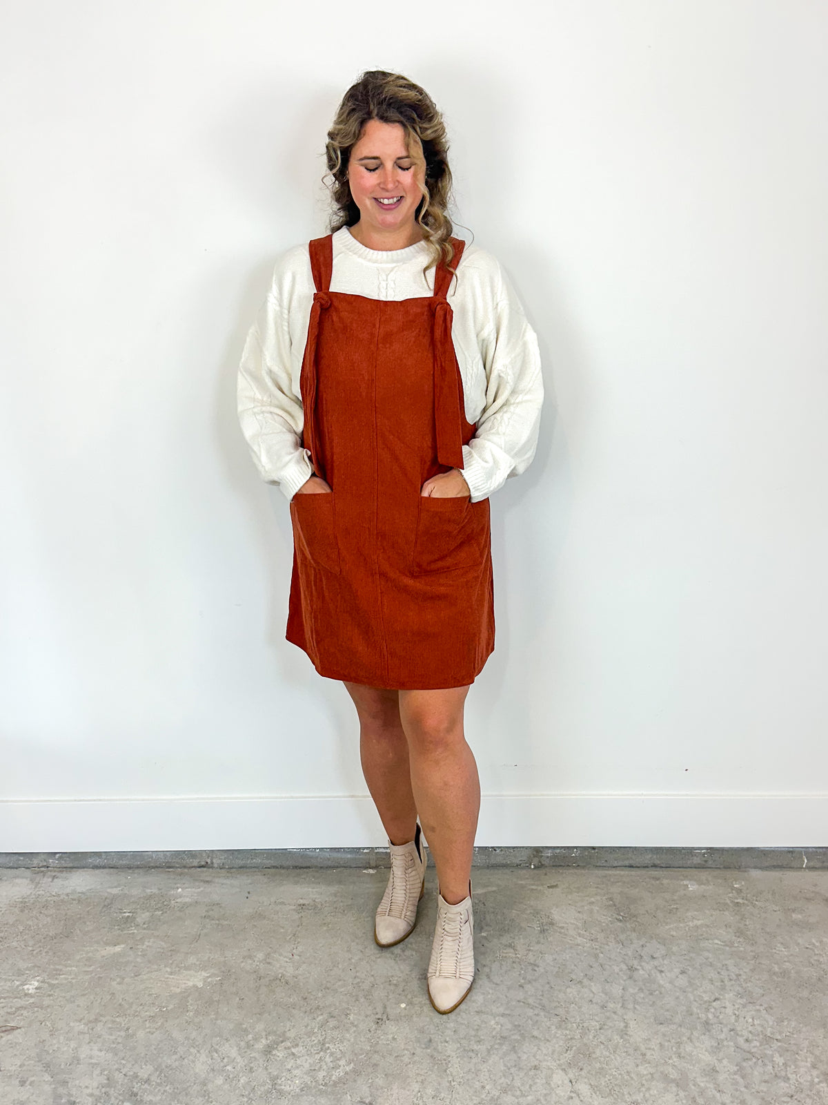 Rust Overall Mini Dress