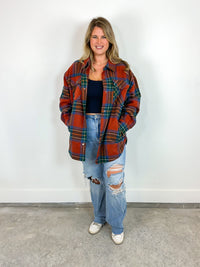 Devin Dark Rust Plaid Shacket