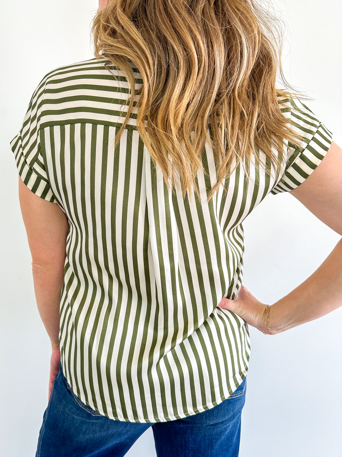 Olive Stripe Tee Blouse