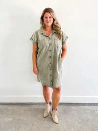 Olive Denim Dress