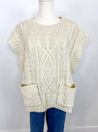 Cream Cable Knit Sweater Vest