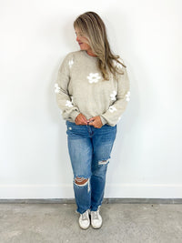 Neutral Daisy Sweater