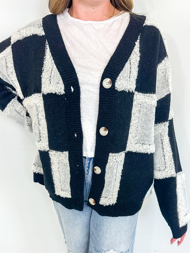 Checkers Black and White Sweater