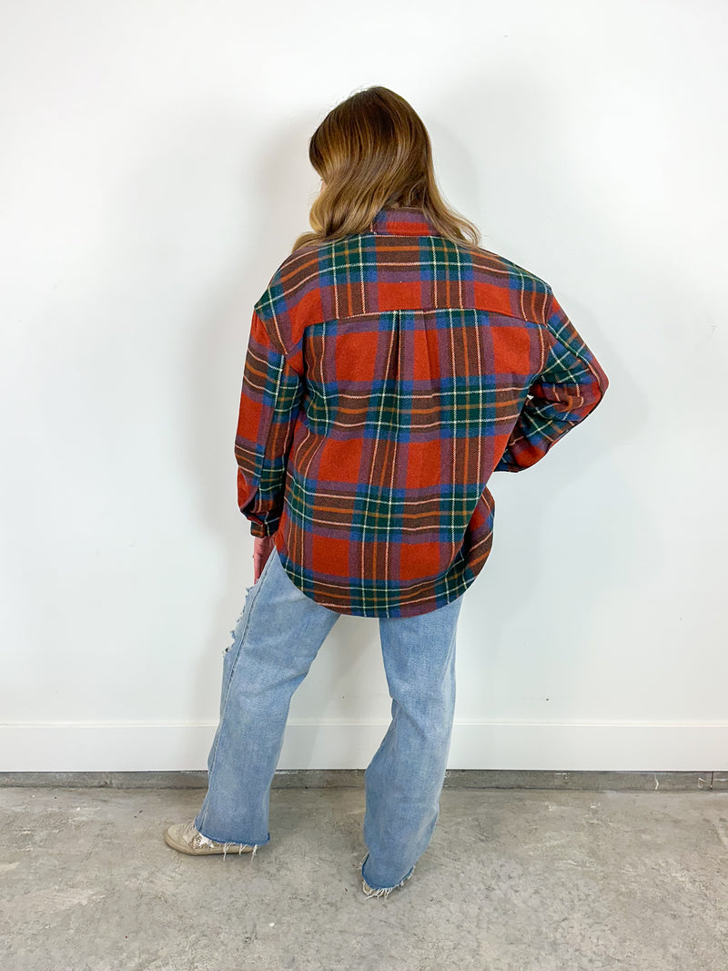 Devin Dark Rust Plaid Shacket