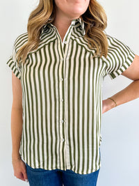 Olive Stripe Tee Blouse