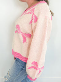 Blush Bow Pearl Sweater