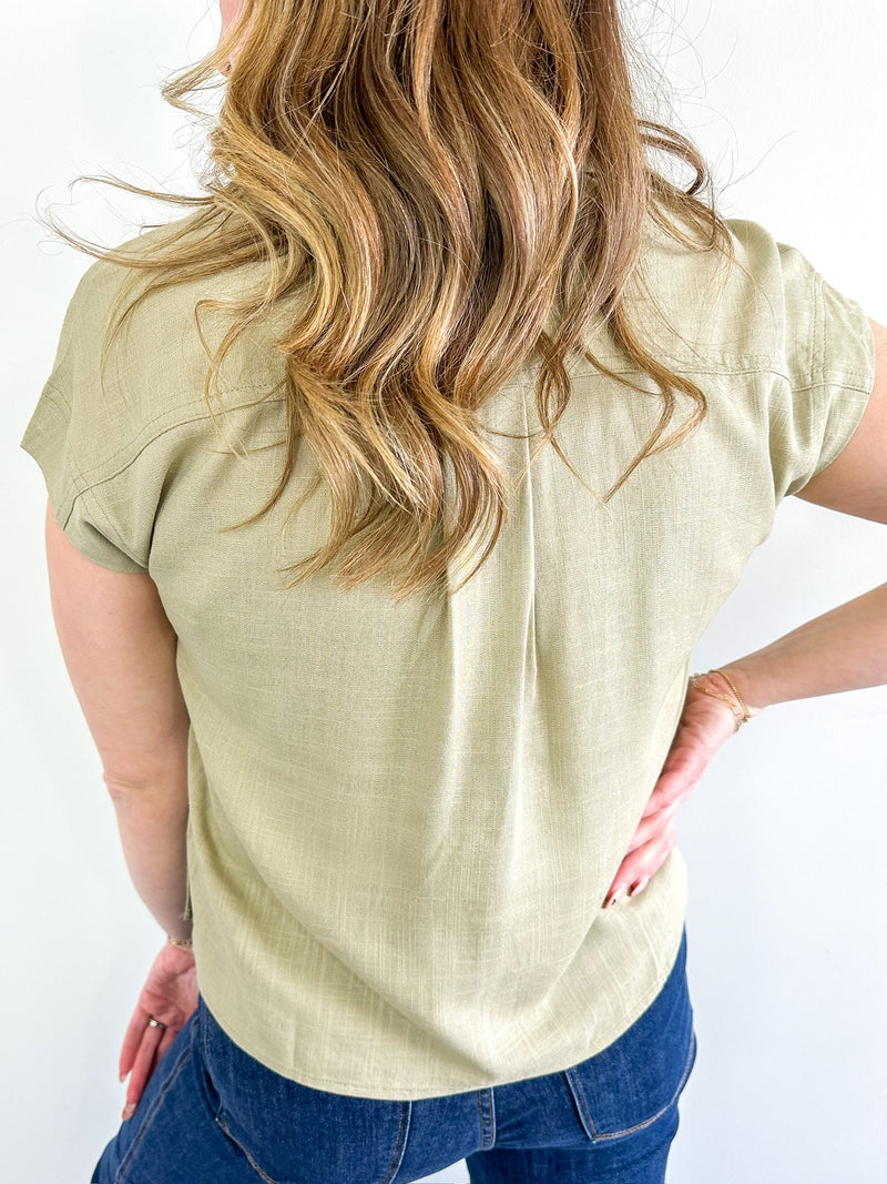 Boxy Button Up Collared Top