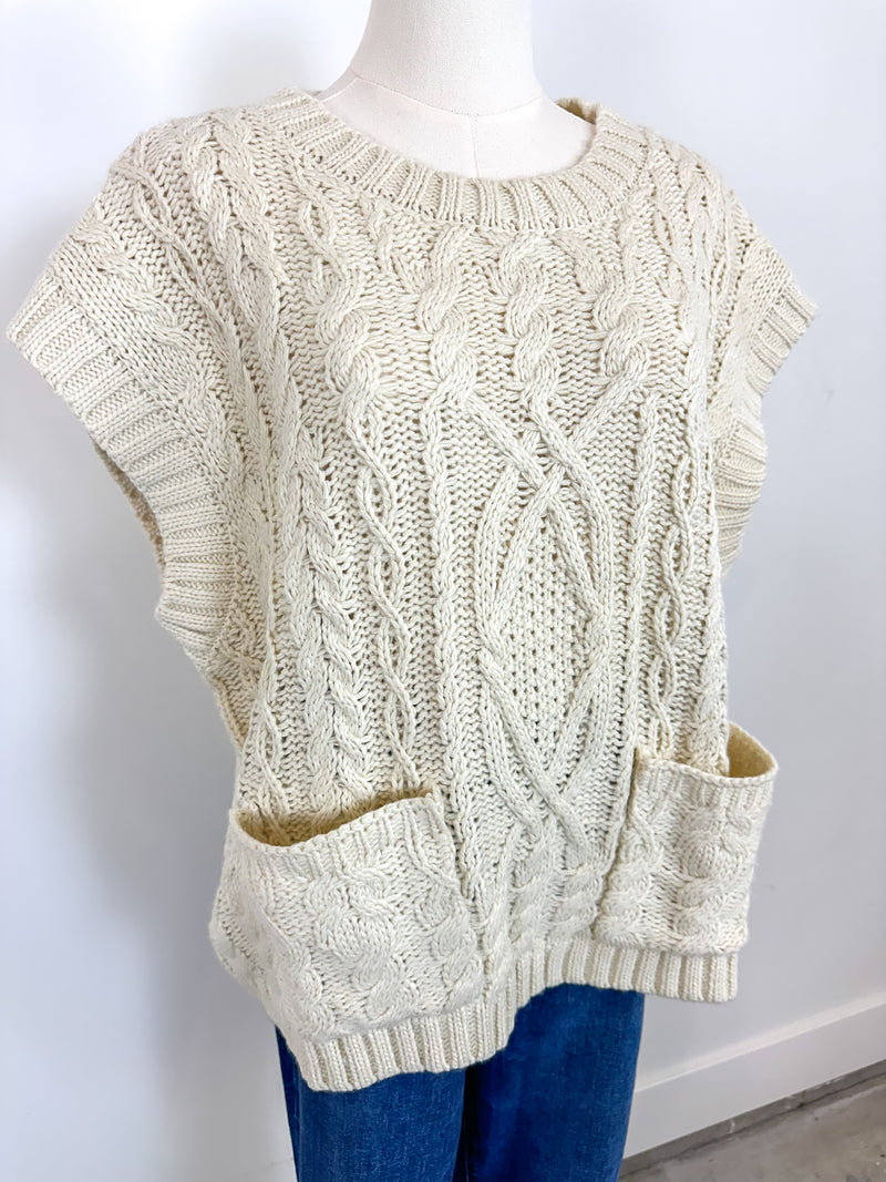 Cream Cable Knit Sweater Vest