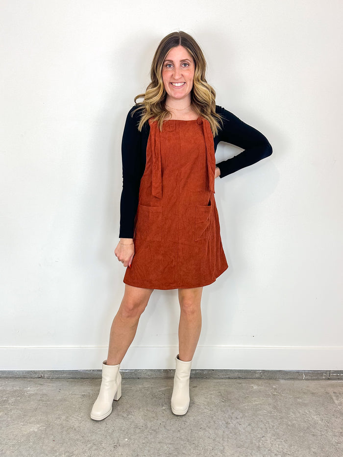 Rust Overall Mini Dress