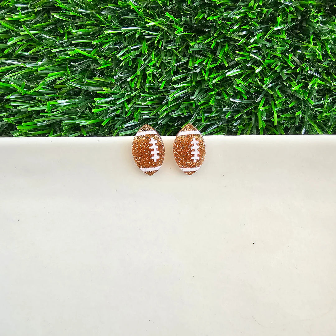 Glitter Football Studs Earrings