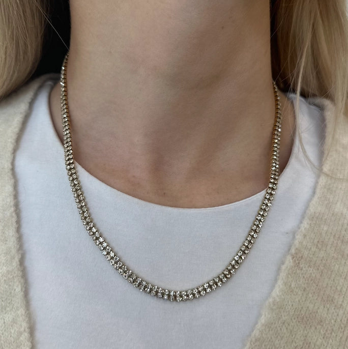 Gold Double Tennis Necklace