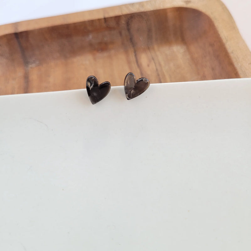 Hand Drawn Heart Studs- 3 Colors