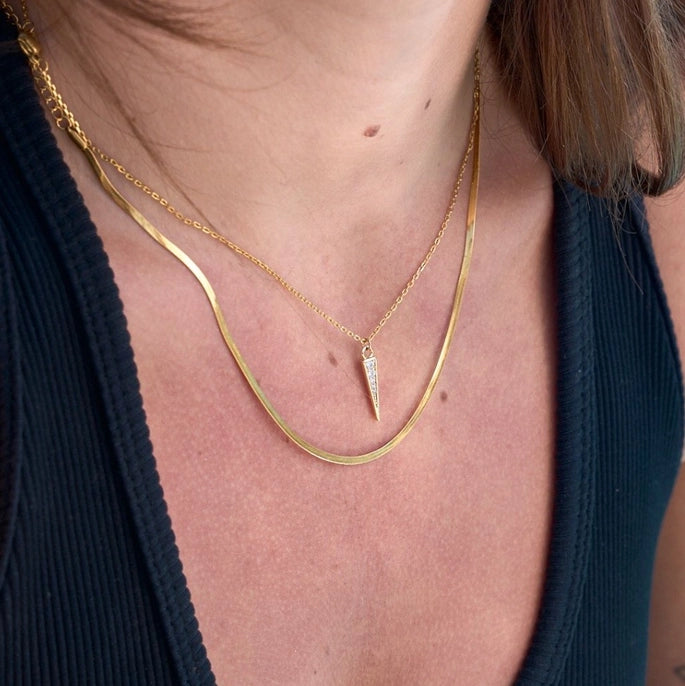 Micro Gold Herringbone Necklace