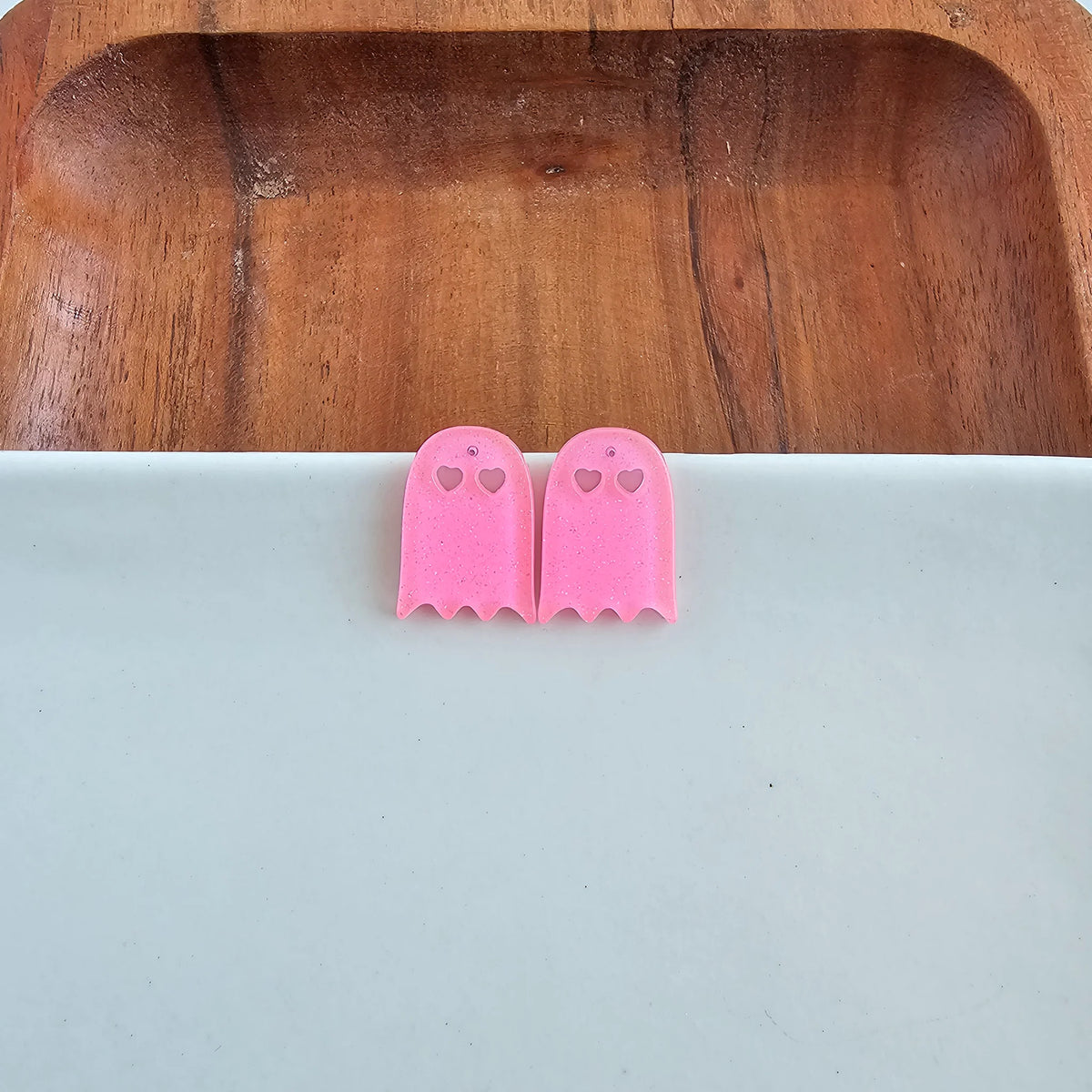 Ghost Studs- Pink Shimmer