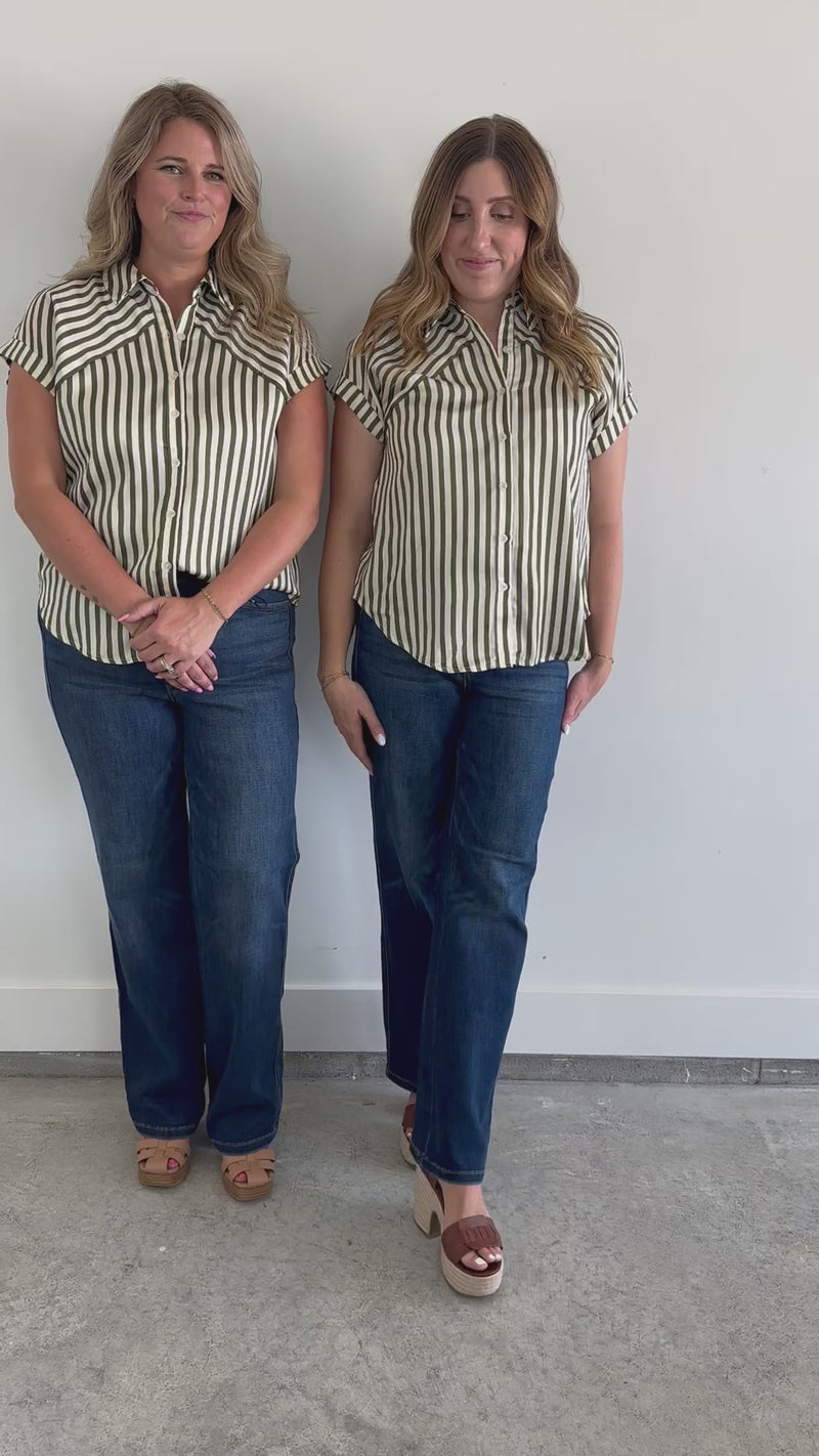 Olive Stripe Tee Blouse