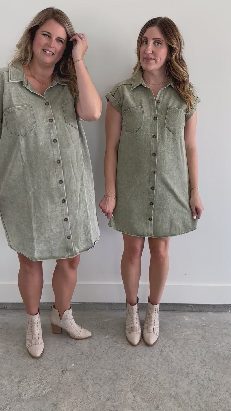 Olive Denim Dress