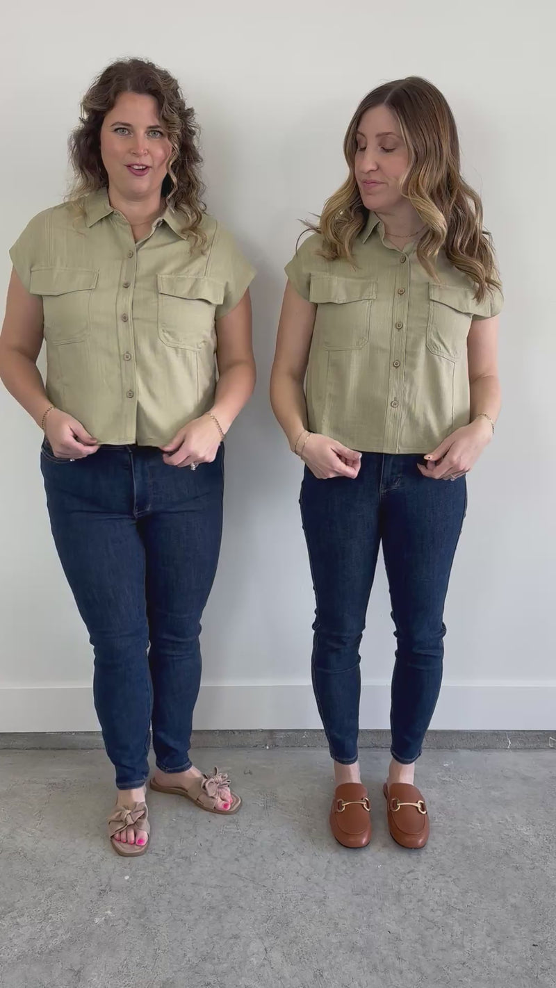 Boxy Button Up Collared Top