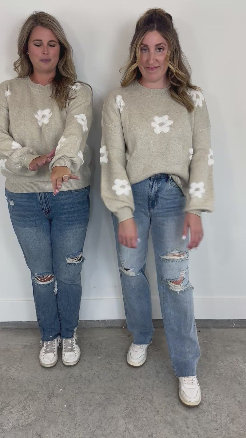 Neutral Daisy Sweater