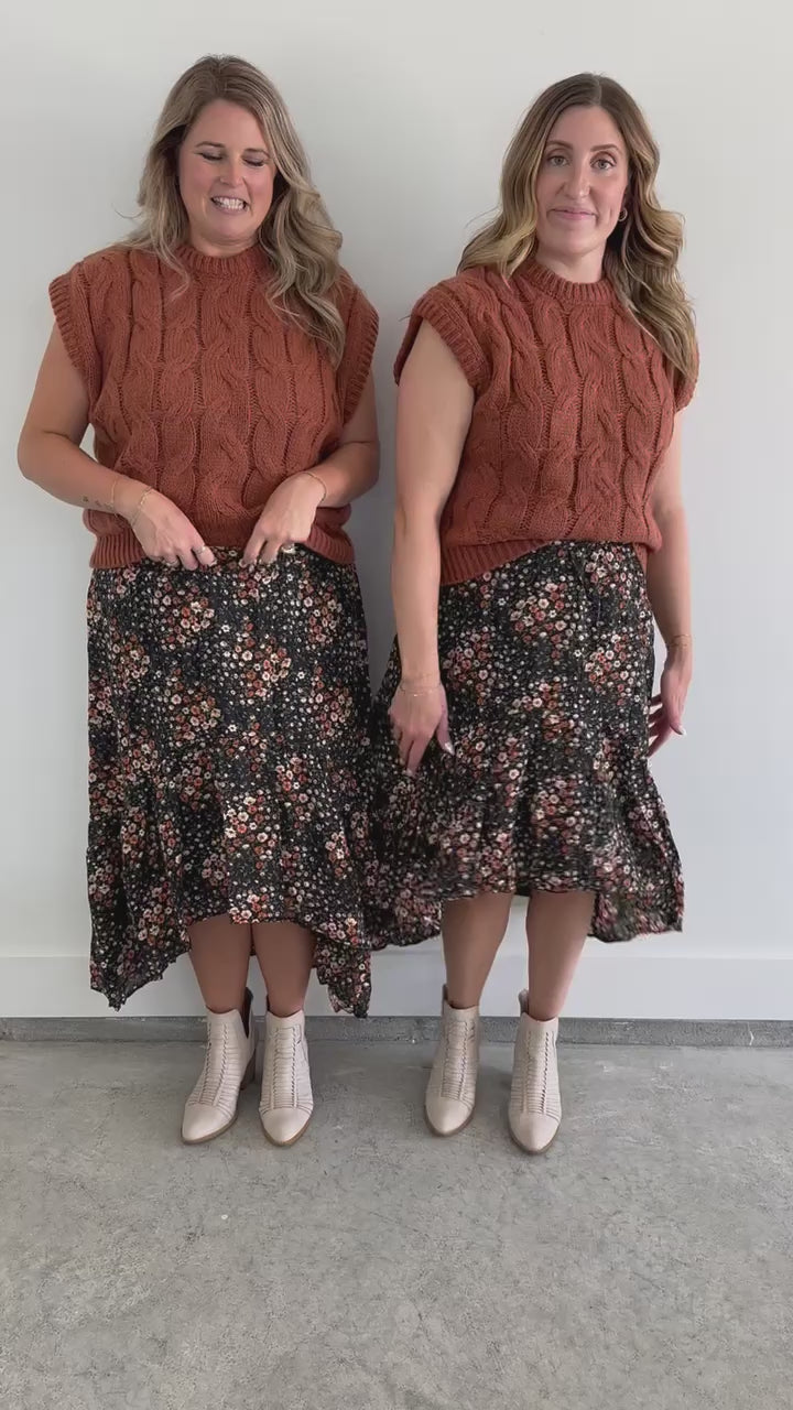 Hi/Low Floral Skirt